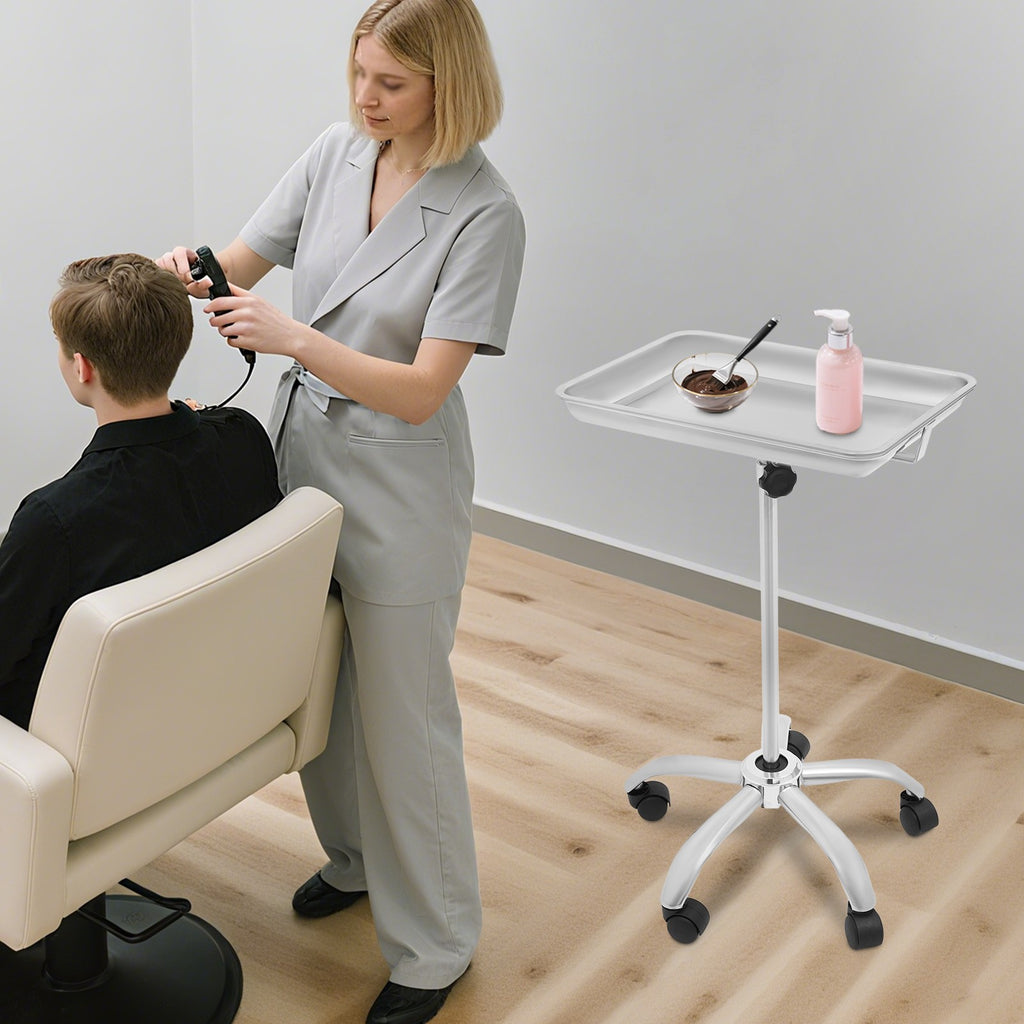 Large Metal Salon Trolley Cart with Adjustable Height & Wheels