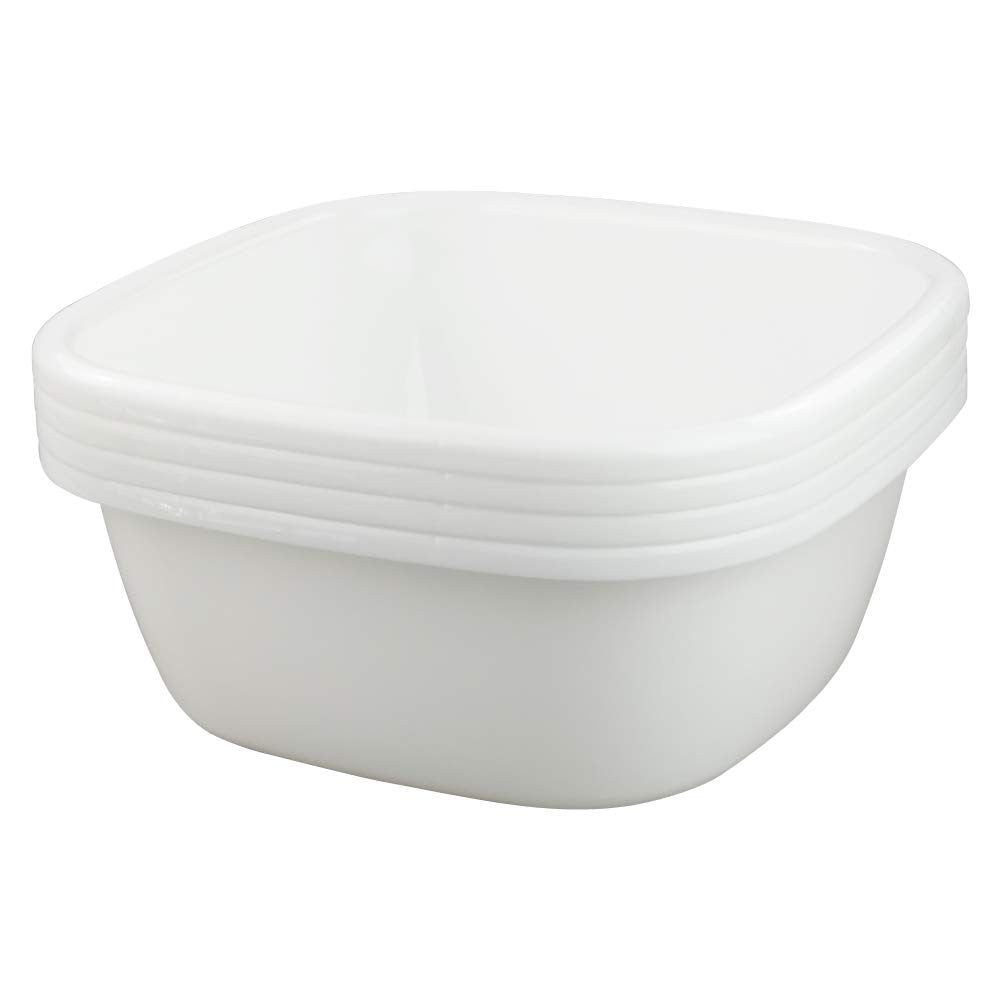 4 Pack 12 Quart Plastic Wash Basins - Dish Washing Tubs, White Kitchen Utility Buckets
