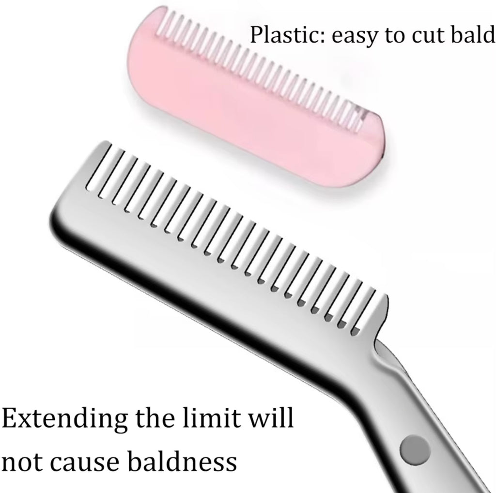 Precision Stainless Steel Eyebrow Trimmer Scissors with Comb - Grooming Tool