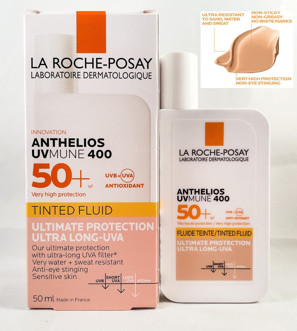 SPF50+ Tinted Sun Protection Fluid for Sensitive Skin - Waterproof, UVA/UVB Blocker