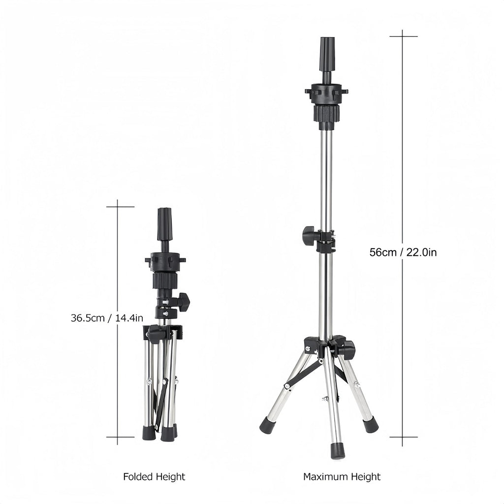 Adjustable 25 Inch Wigs Mannequin Head Stand with Tripod Base for Hair & Hat Display