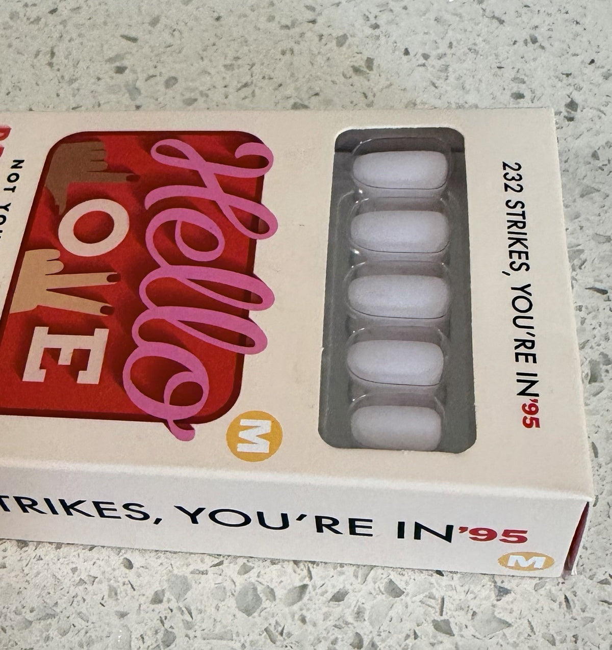 Press On Nails 232 Strikes, You’re In Matte Short Square White False Nails