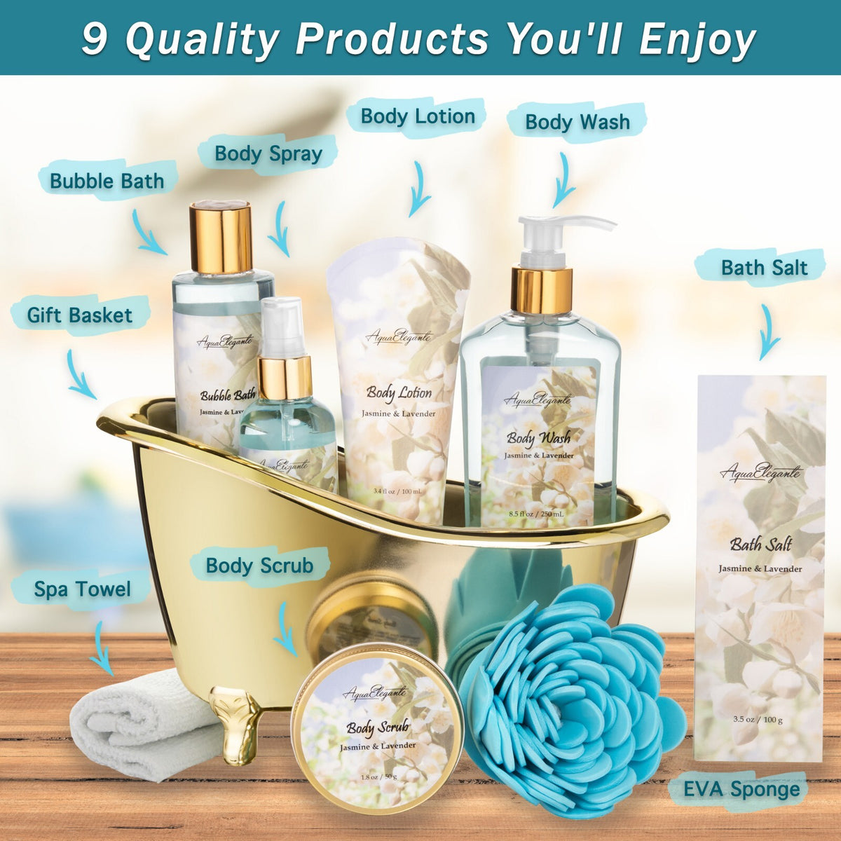 Luxury Spa Gift Basket for Women with Jasmine & Lavender Set – Bath & Body