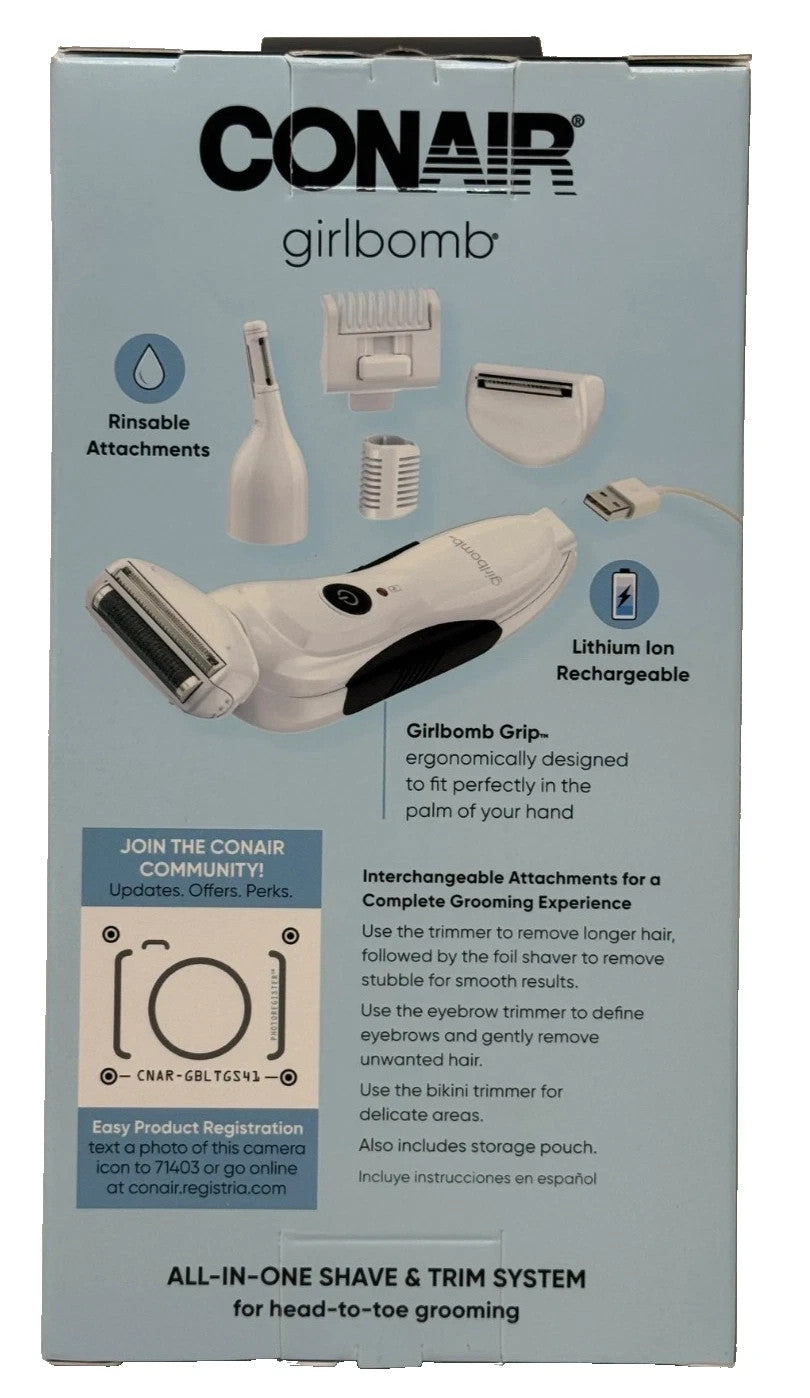 Conair Girlbomb 2-in-1 Hypoallergenic Shaver & Trimmer System