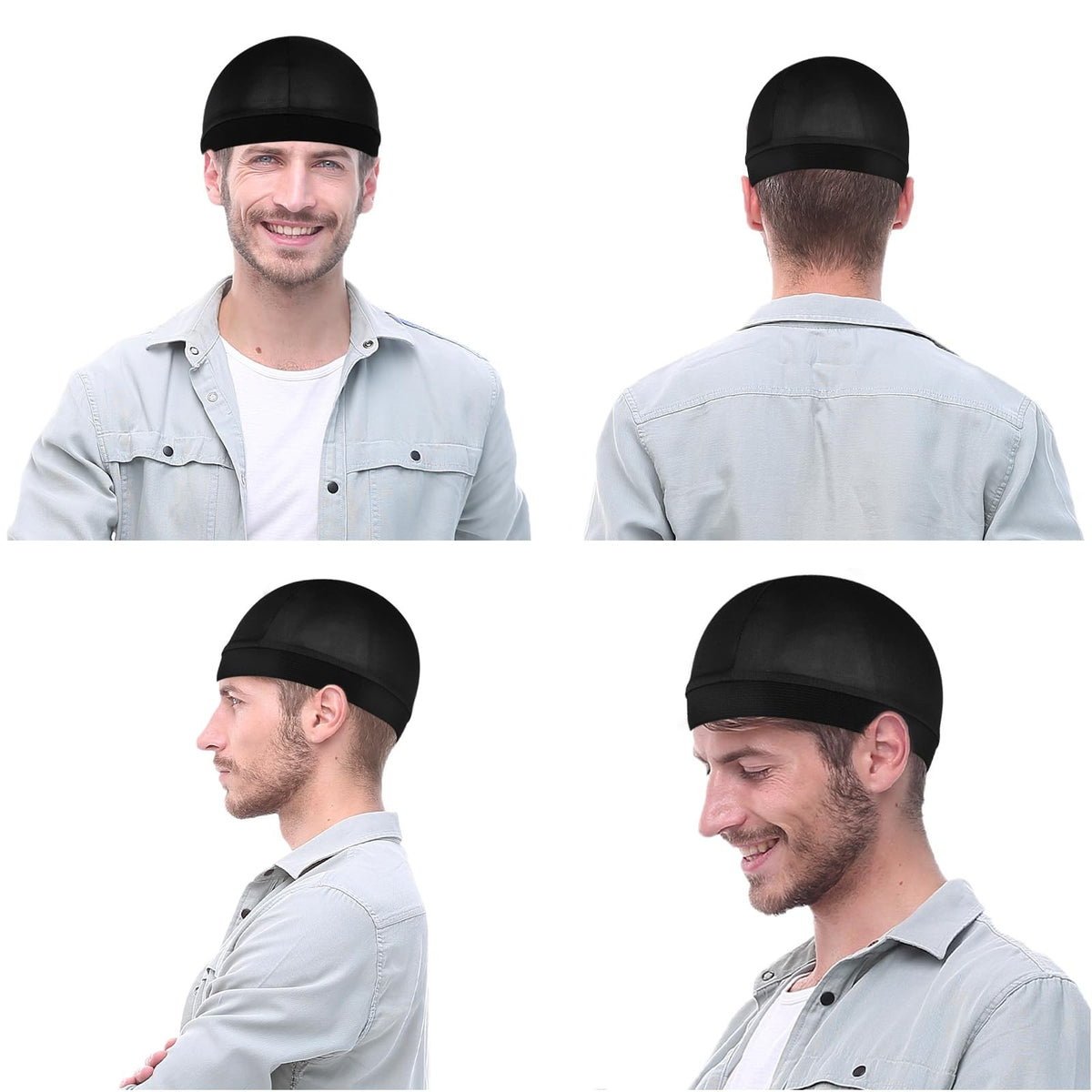 Men's Satin Sleep Bonnet & Wave Cap Set - Moisture Retention & Flat Waves