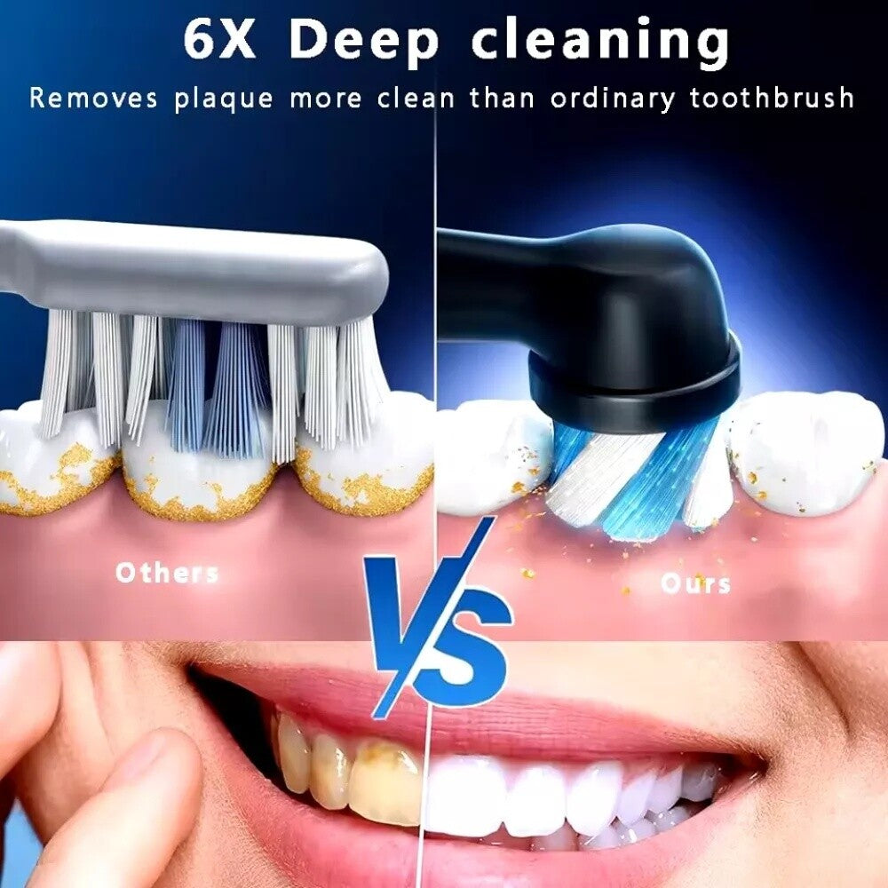 Rechargeable Electric Toothbrush with 5 Modes & 4 Heads for Adults