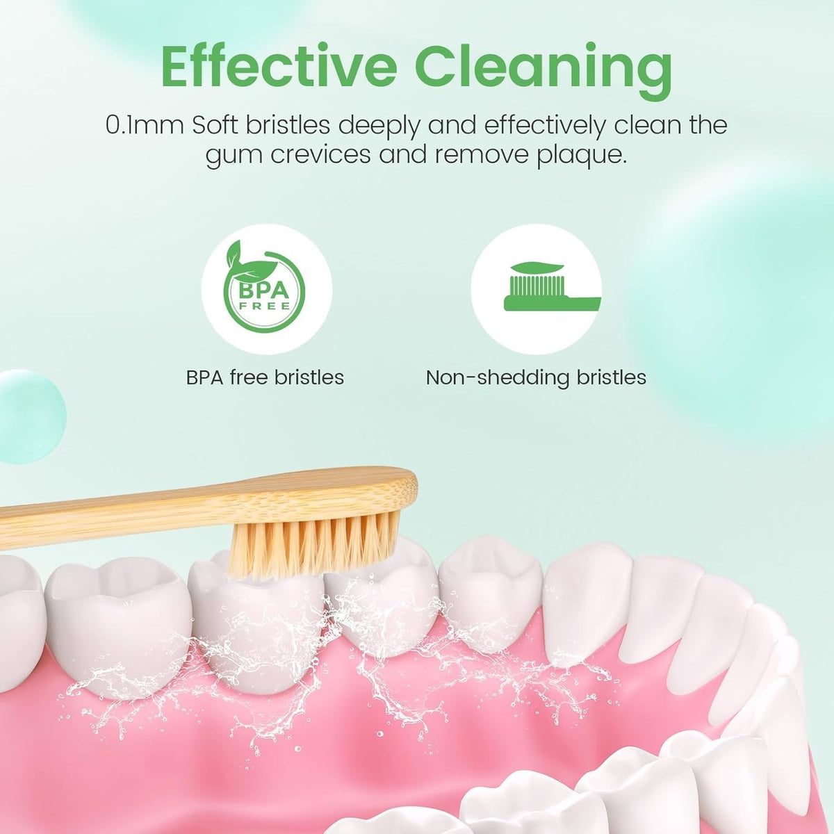 Bamboo Toothbrush Set Soft Bristles Eco-Friendly Biodegradable BPA Free - 2 or 10 Pack