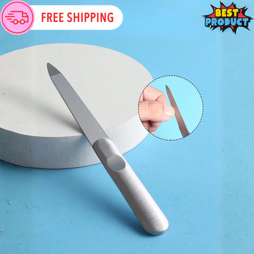 Double-Sided Metal Nail File for Manicure Pedicure - Stainless Steel Grooming Tool