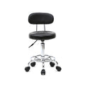 Hydraulic Adjustable Salon Stool with Backrest and Wheels - Black