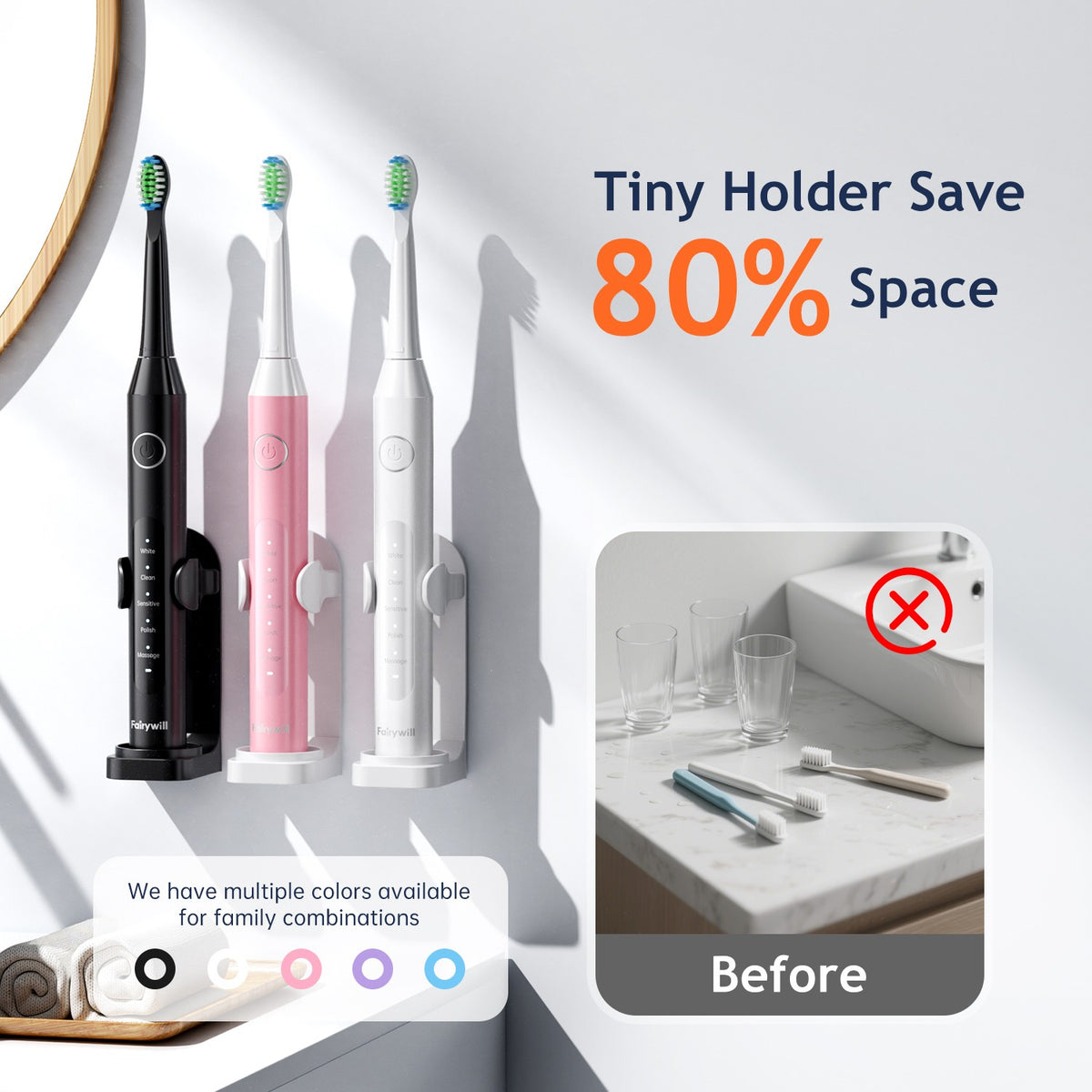 Rechargeable Electric Toothbrush with 8 Brush Heads 5 Modes 47000 VPM