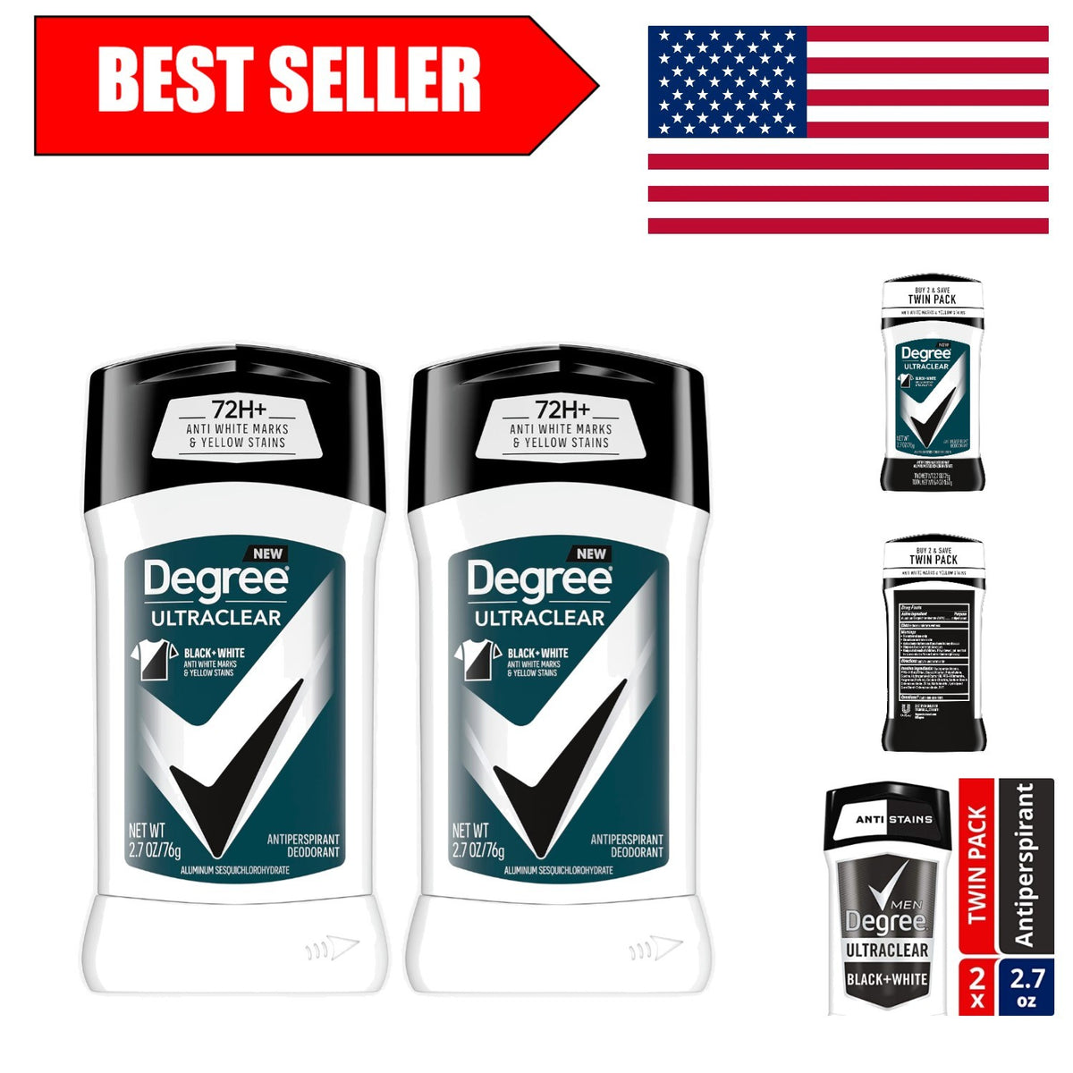 Men's UltraClear Antiperspirant Deodorant 2 Pack - Stain-Free, 72-Hour Protection