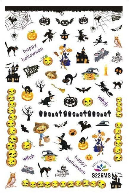 Halloween Nail Stickers Pumpkin Spider Web Skull Ghost Joker Clown Set
