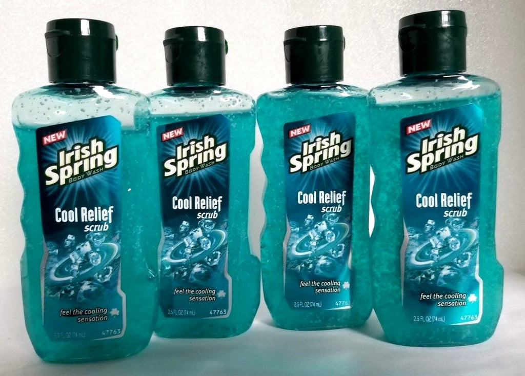 Travel Size Irish Spring Body Wash Cool Relief Scrub 2.5 fl oz 4 Pack