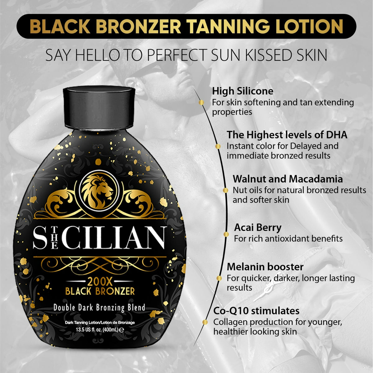 Double Dark Black Bronzer Tanning Lotion 2025 The Sicilian 200x Indoor Outdoor