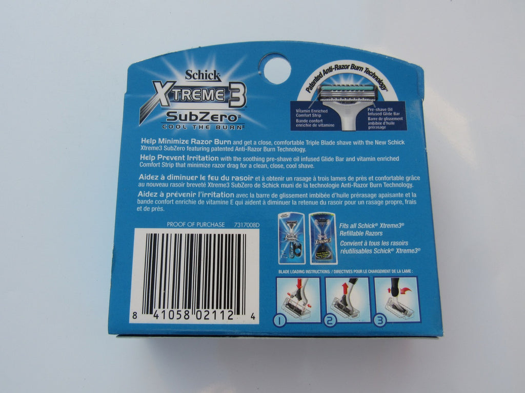 Men's Razor Blade Refills - 8 Pack for Schick Xtreme3 SubZero, Cool The Burn