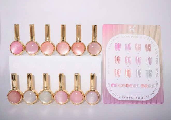 Nude Cat Eye Gel Polish Set - 12 Magnetic Shades for Nails