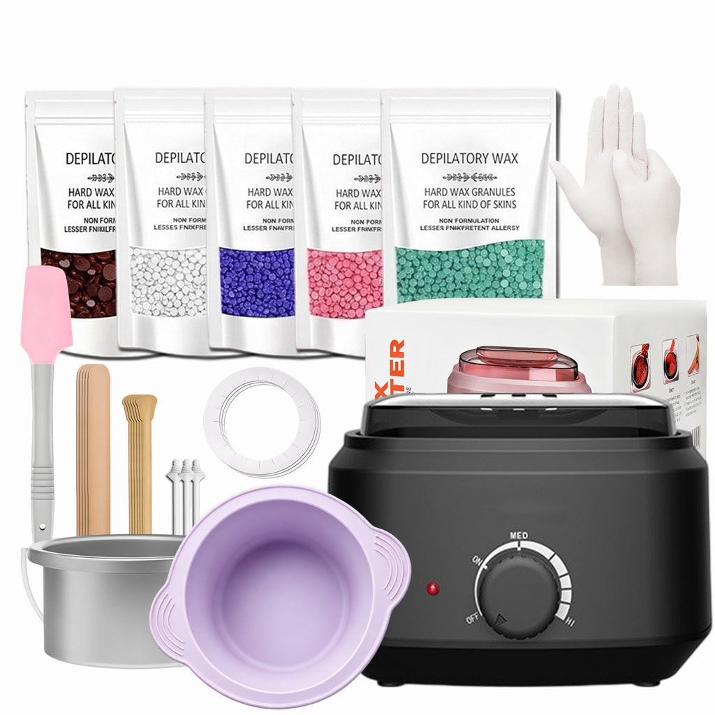 Electric Wax Heater Warmer Kit for Hair Removal - 500g Hard Wax Beans & Accessories