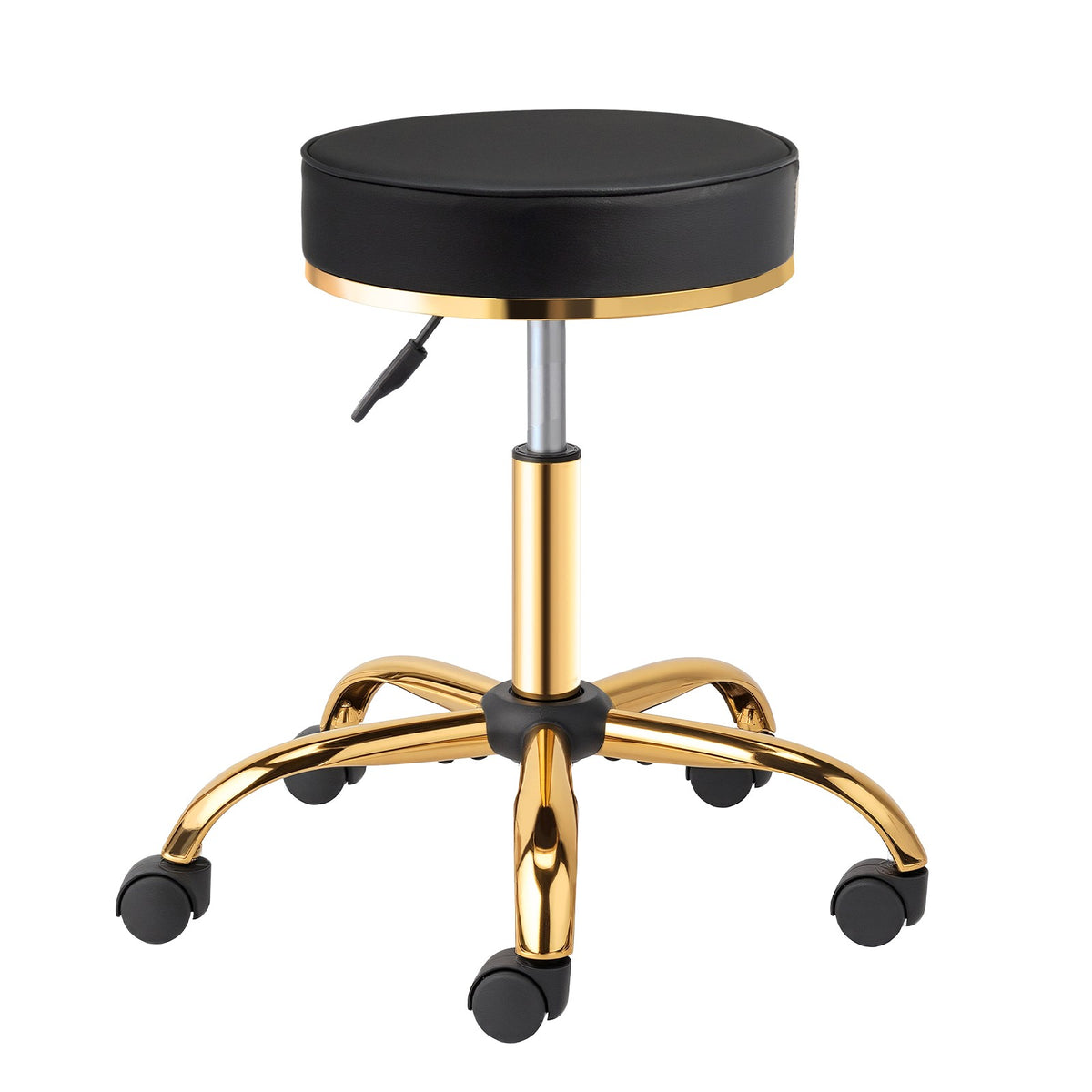 Adjustable Hydraulic Rolling Stool with 5 Wheels for Salon and Office Use