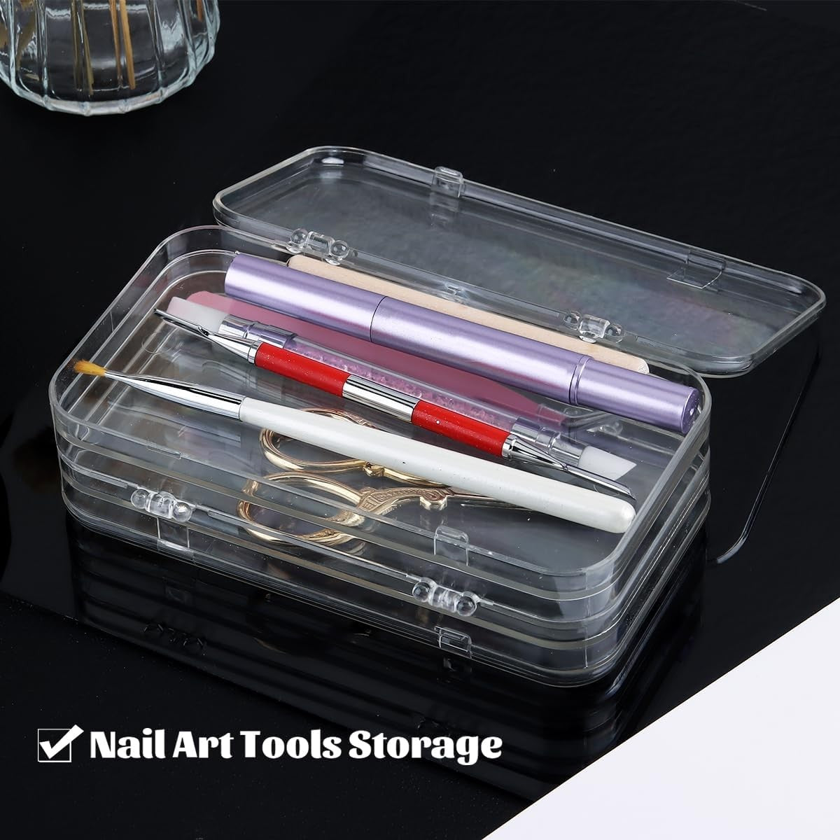 Press On Nail Organizer Case - Compact Clear Acrylic Storage for Nail Tips