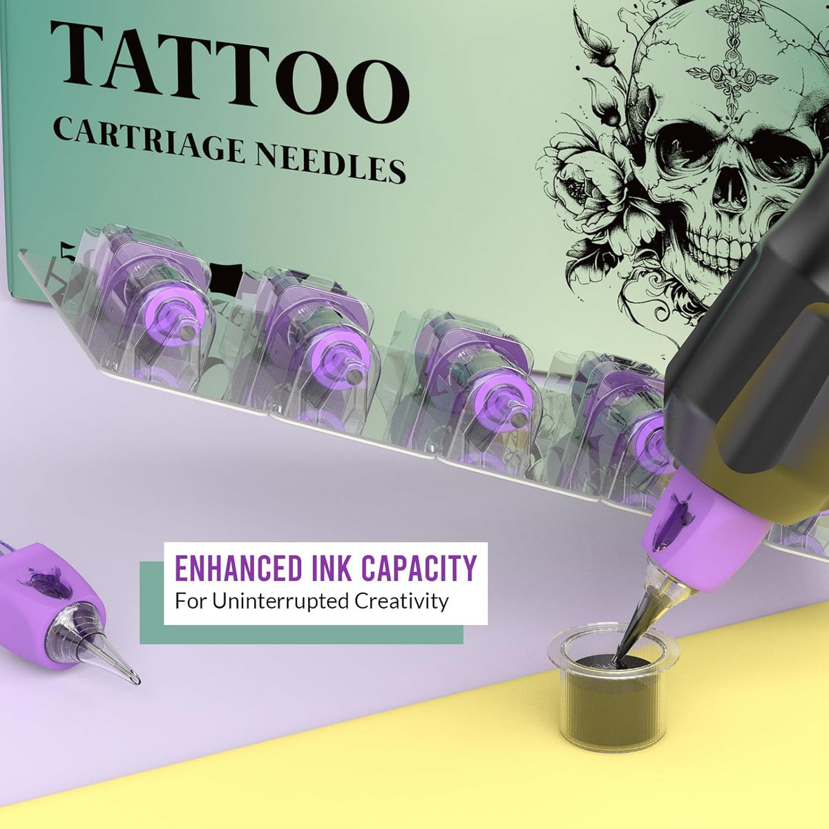 Tattoo Cartridge Needles 50Pcs Mixed Size Round Liner Disposable for Tattoo Gun