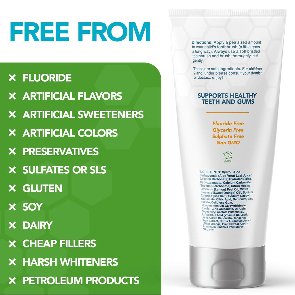 Kids Fluoride-Free Toothpaste with Remineralizing Hydroxyapatite, 4 oz
