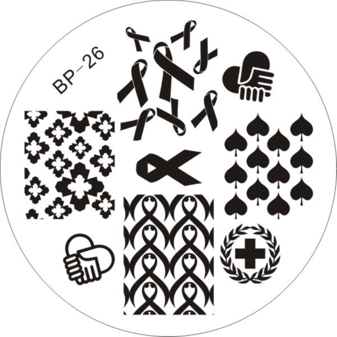 Nail Art Stamping Plate Breast Cancer Support Ribbon Design for Manicure