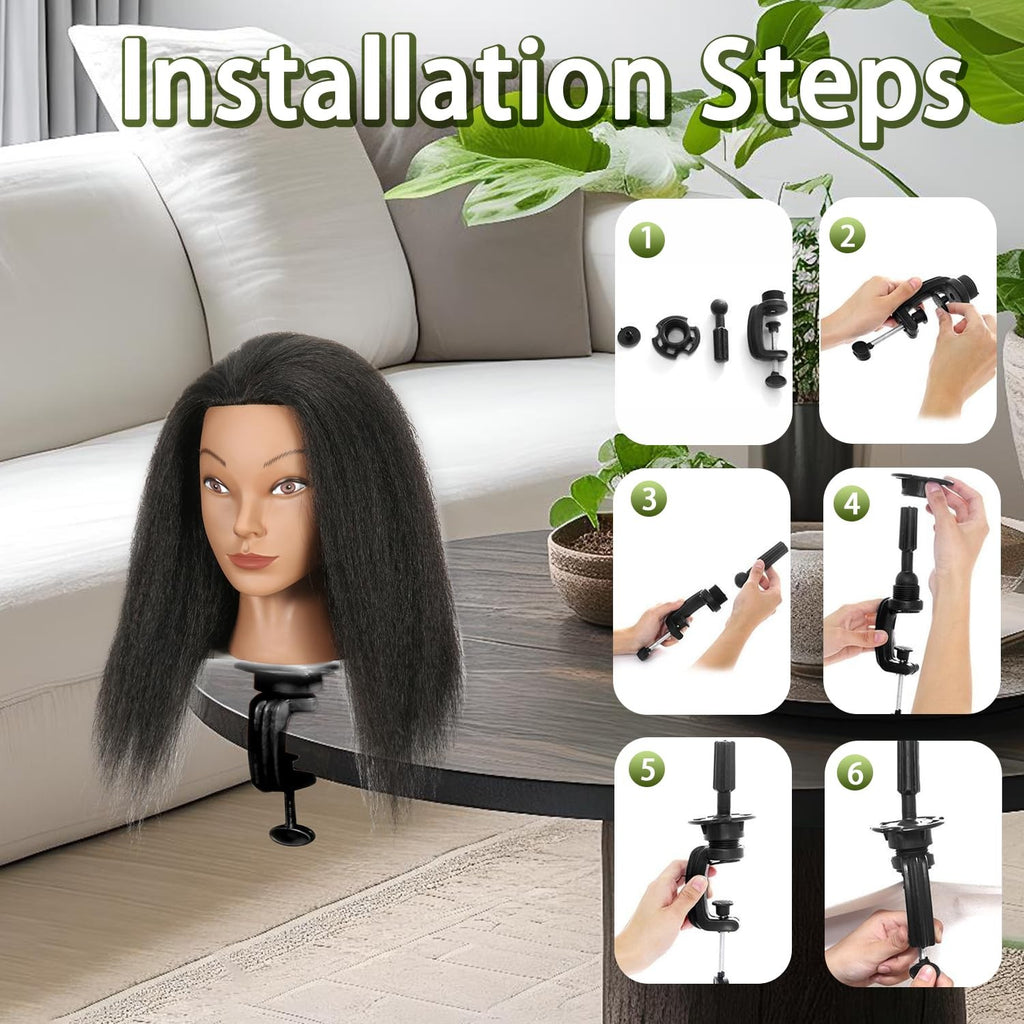 14-Inch Mannequin Head with Real Hair for Hair Styling and Braiding Practice