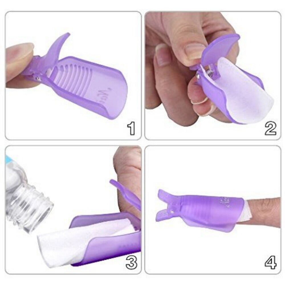 Gel Nail Polish Remover Clips Set - Reusable Soak-Off Manicure & Pedicure Caps