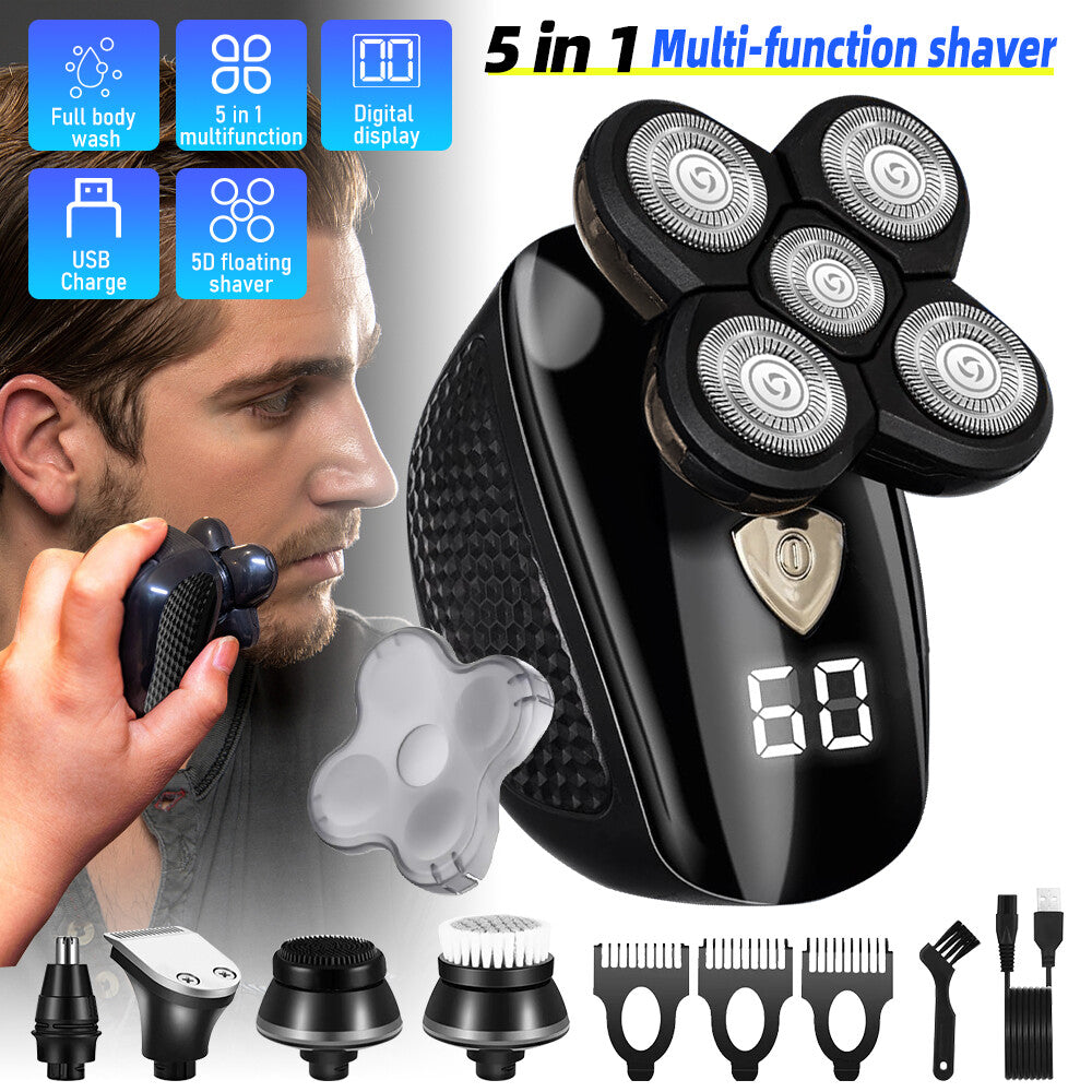 Electric Head Shaver for Men Cordless Wet Dry Skull Razor with 5 Attachments