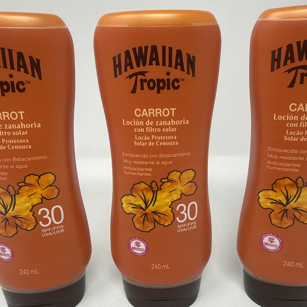 Hawaiian Tropic Carrot SPF30 Sunscreen Lotion 240ml - 3 Pack, Exp 11/24