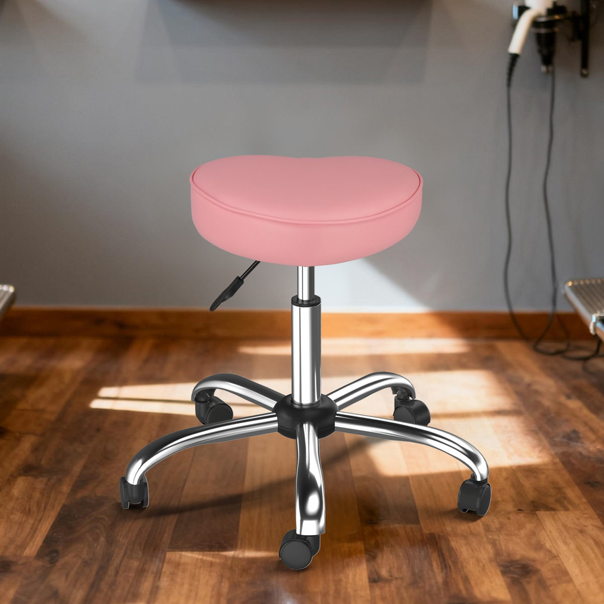 Ergonomic Rolling Stool with Heart-Shaped Seat for Salon & Tattoo Artists