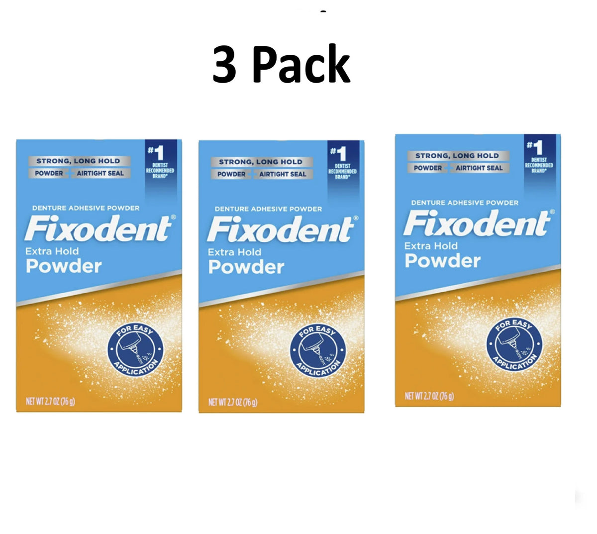 Denture Adhesive Powder Extra Hold 2.7 oz - Strong All-Day Seal