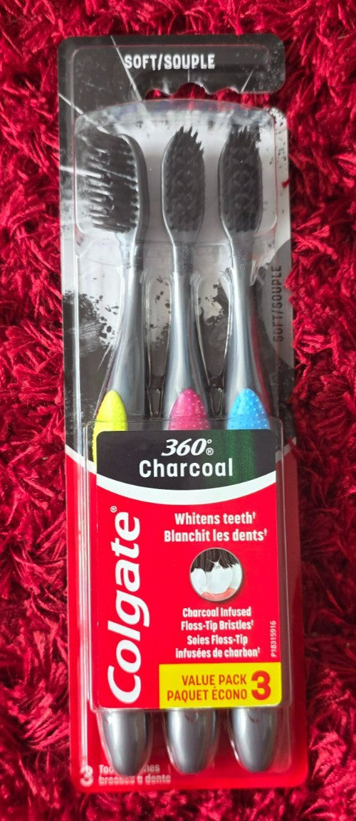 Colgate Charcoal Infused Soft Toothbrush - Whitens Teeth, 16 Pack