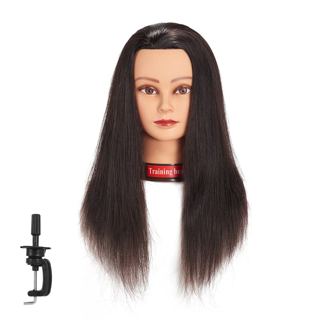 20-22 Inch Female Human Hair Mannequin Head for Hairdressing & Styling