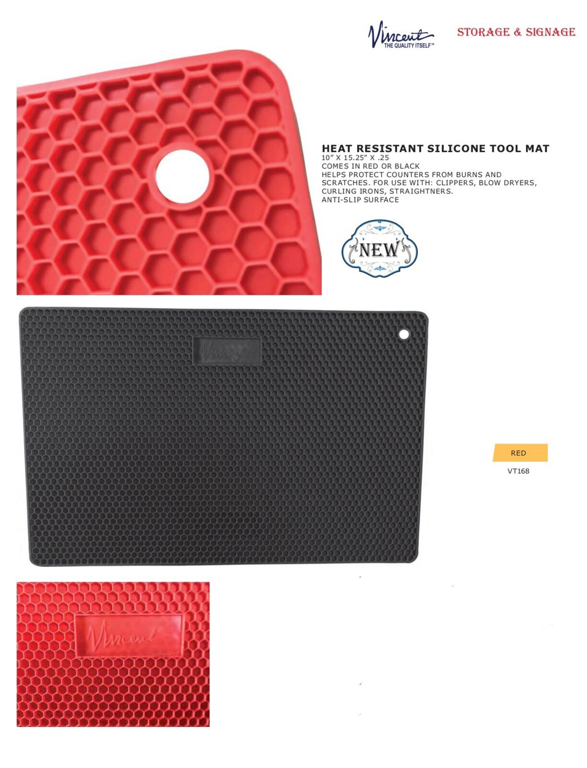 Heat Resistant Silicone Tool Mat for Hair Styling Equipment 10x15.25 Inches