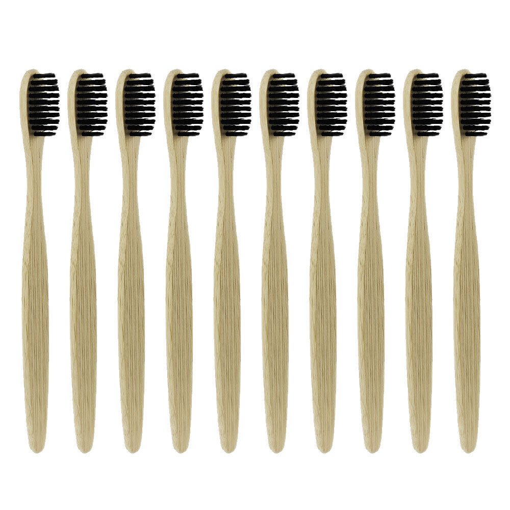 20Pcs Natural Bamboo Toothbrush with Charcoal Soft Bristles - Eco-Friendly Adult Oral Care