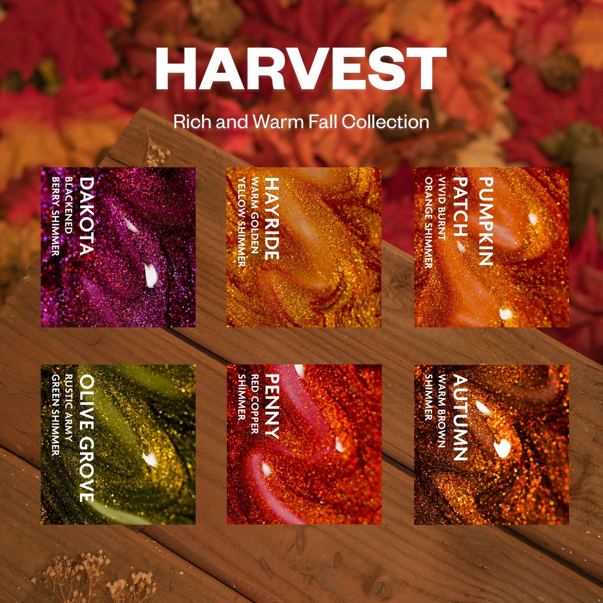 Fall Nail Polish Set - 6 Rich Warm Colors for Autumn Manicure
