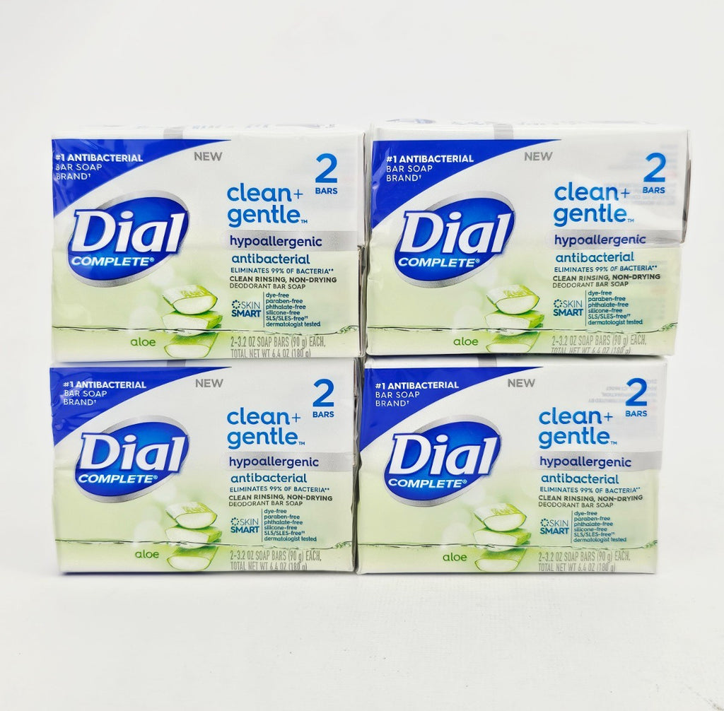 Gentle Aloe Antibacterial Bar Soap - Hypoallergenic 2 Pack, Lot of 4