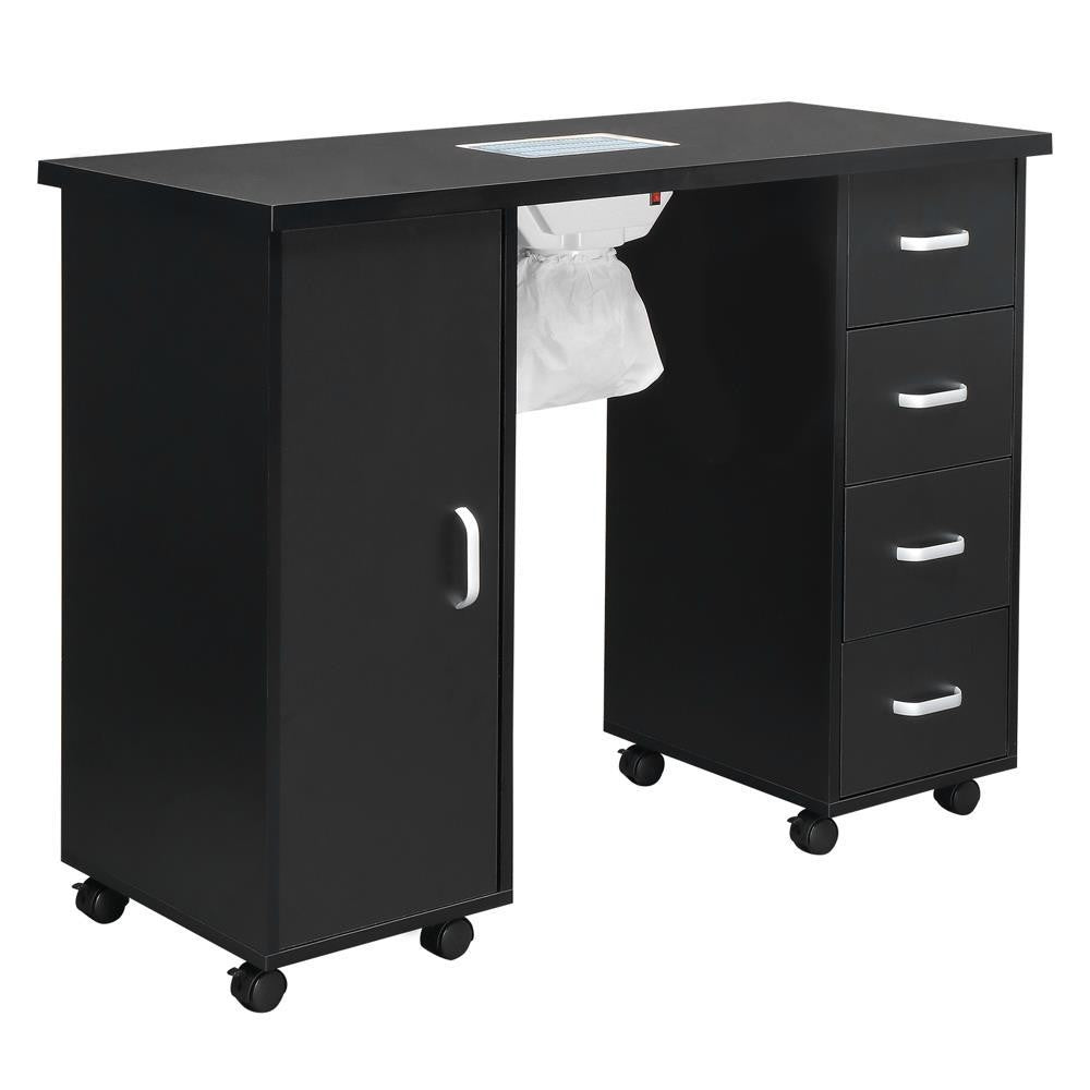Professional Nail Desk Manicure Table with Electric Dust Collector and 4 Drawers - Black