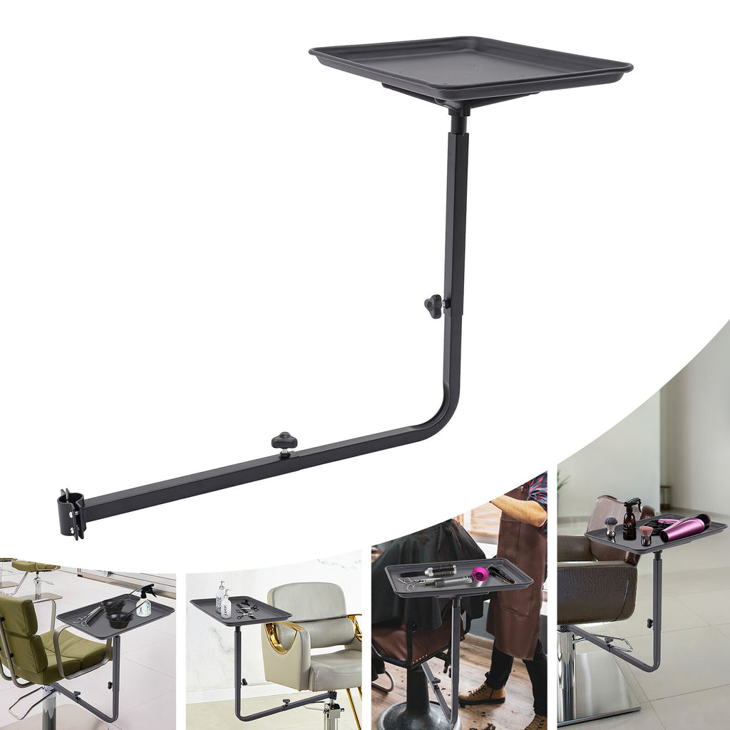 Adjustable Black Salon Rolling Tray with 360° Rotation for Hair Styling Tools