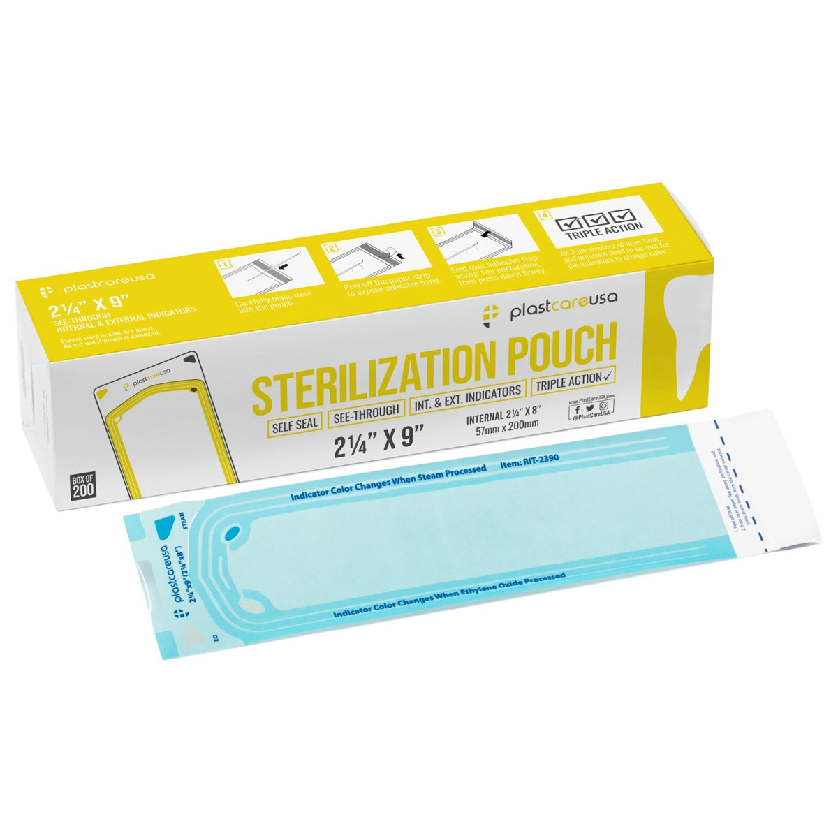 Sterilization Pouches 2.25 x 9 Autoclave Bags - Self-Sealing, See-Through
