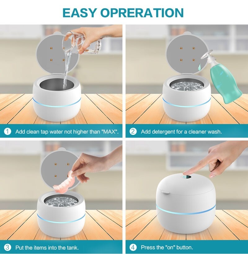 Ultrasonic UV Denture & Retainer Cleaner with LED Sterilization