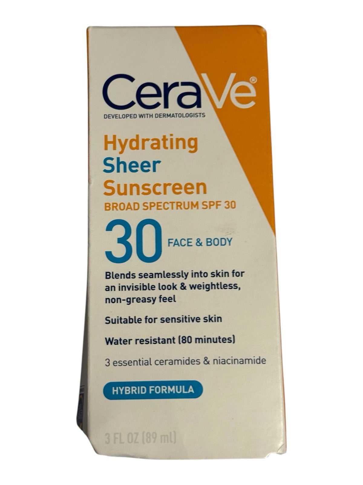 CeraVe Hydrating Sheer Sunscreen SPF30 Face & Body 3oz Broad Spectrum