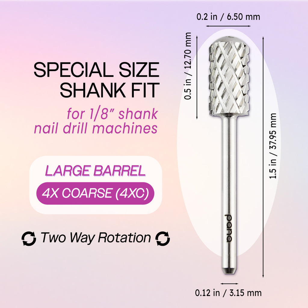 Nail Drill Bit 1/8" Shank Large Barrel Carbide Tool Coarse Grit for Nail Shaping and Removal