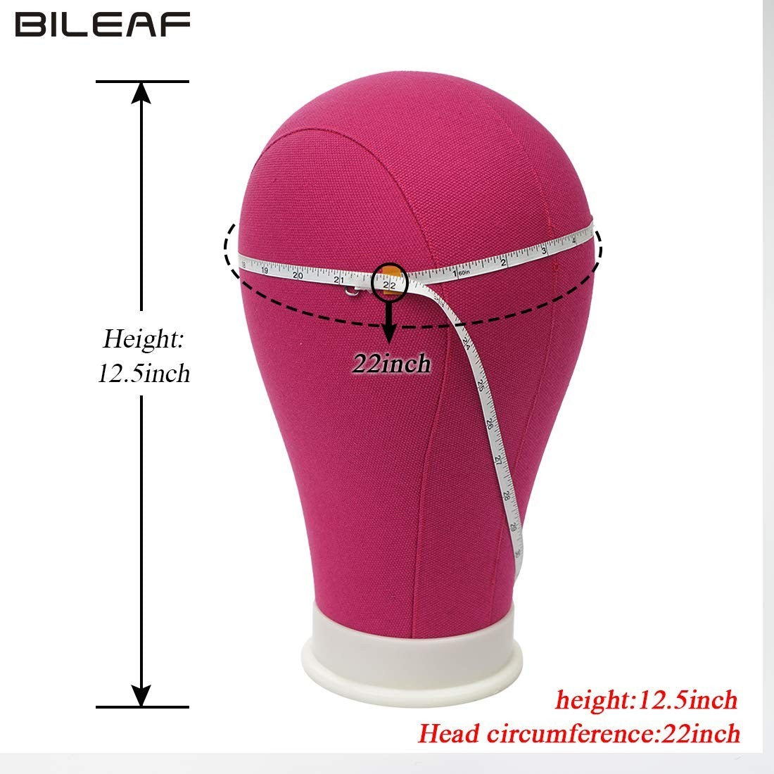 22 Inch Pink Canvas Mannequin Head for Wig Styling & Display