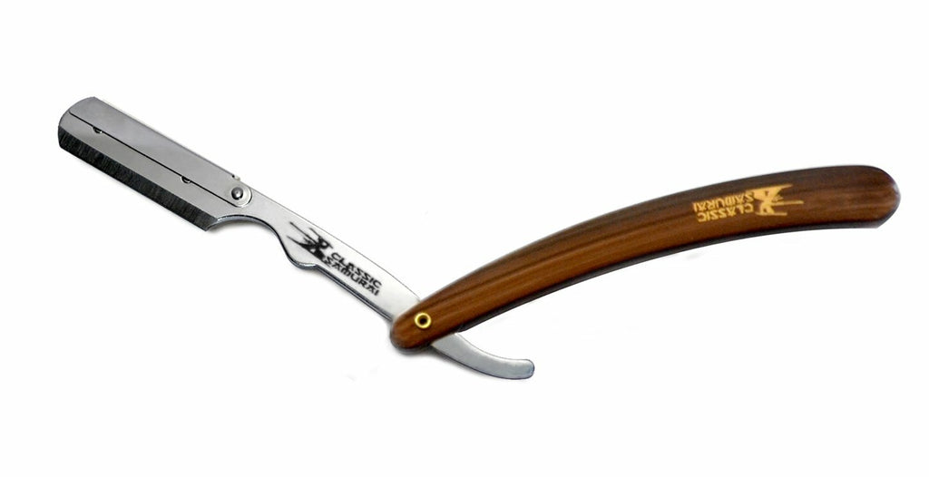 Professional Barber Straight Razor Shavette with Brown Handle - Replaceable Blade System