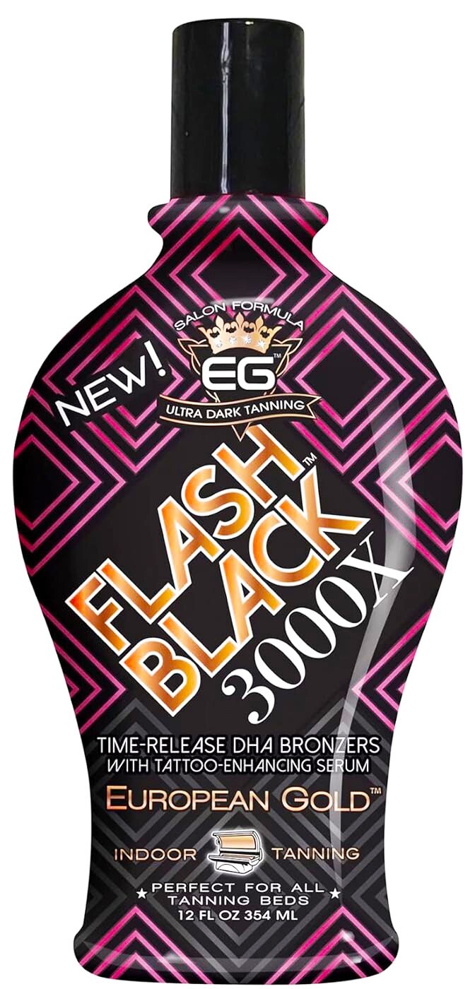 European Gold FLASH BACK 3000X Bronzer Tattoo Enhancer Indoor Tanning Lotion 12oz