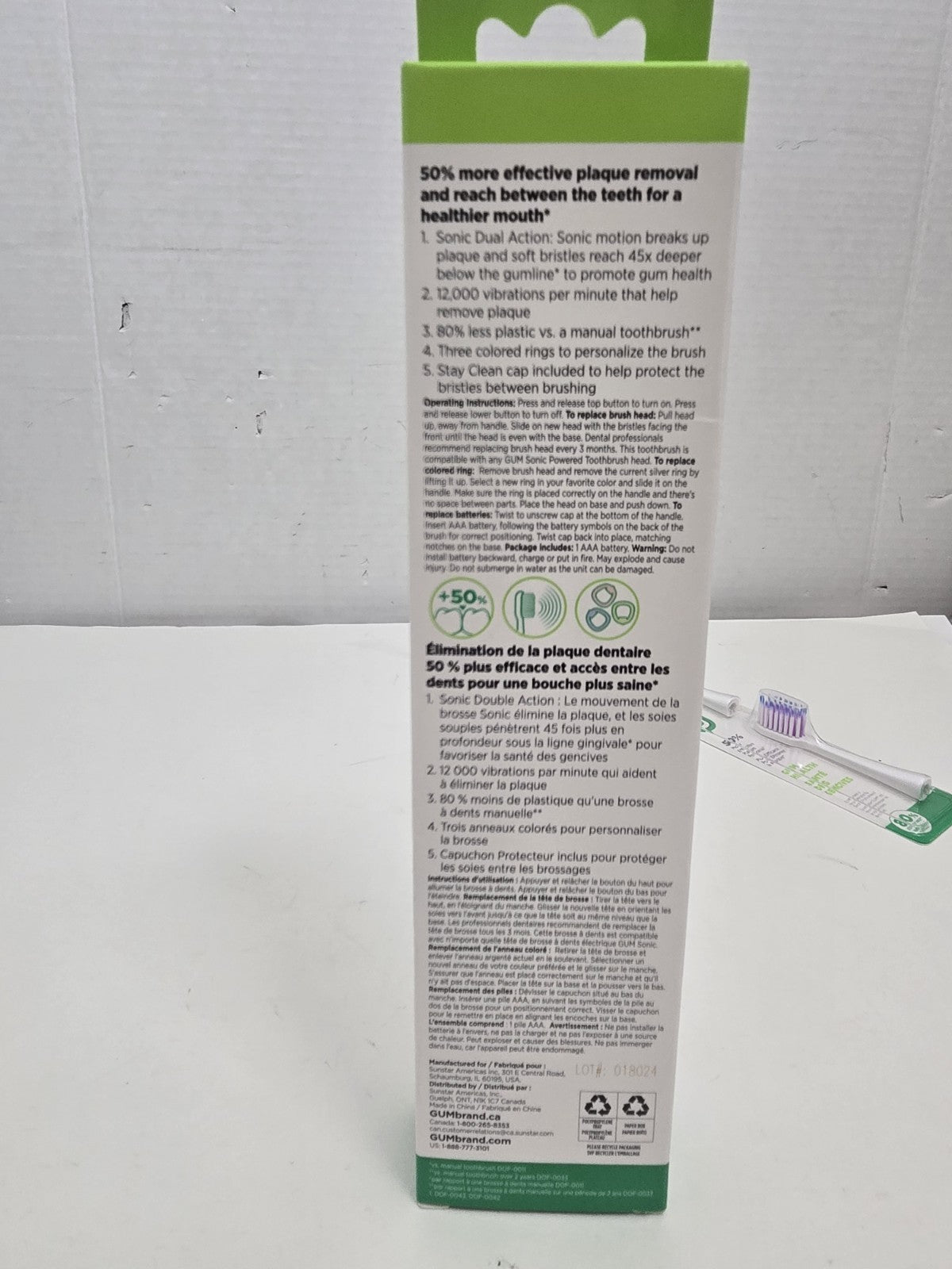 GUM Sonic Battery Powered Toothbrush Soft Compact & Refill Heads