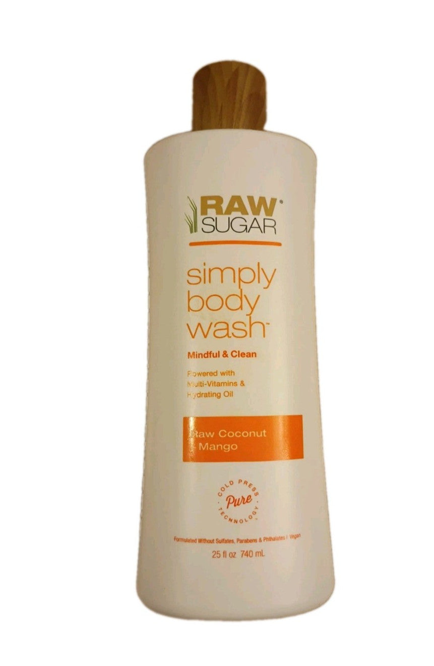 Raw Sugar Body Wash Coconut Mango 25oz Set of 3 Natural Vegan Cleanse