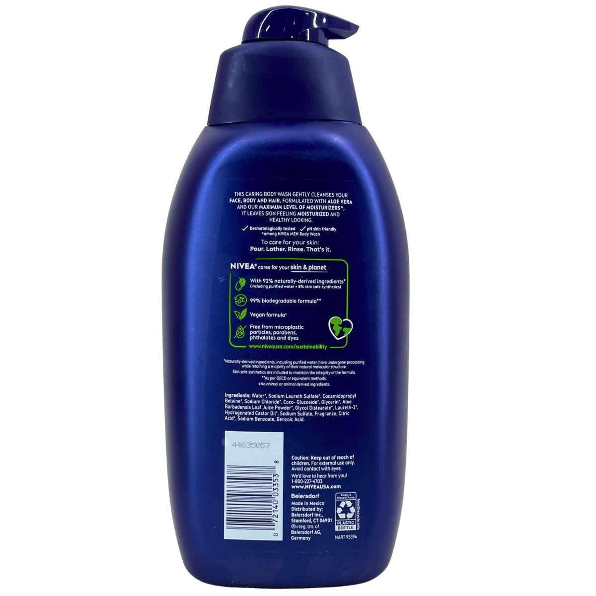 Nivea Men Hydrating 3-in-1 Body Wash Bundle - Aloe Vera, 4-Pack, 30 oz